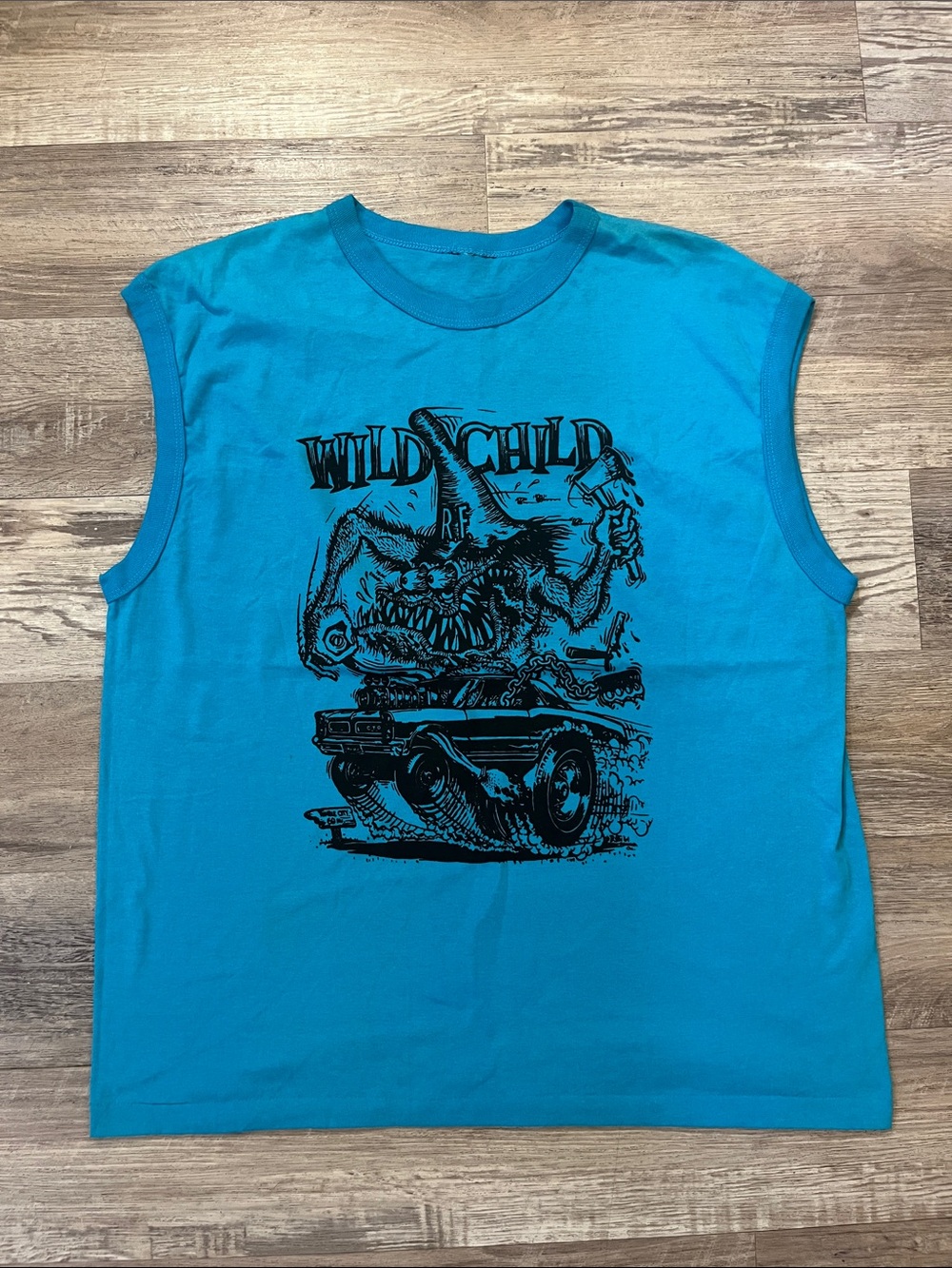 Blue 'Wild Child' Sleeveless Graphic Tank Top